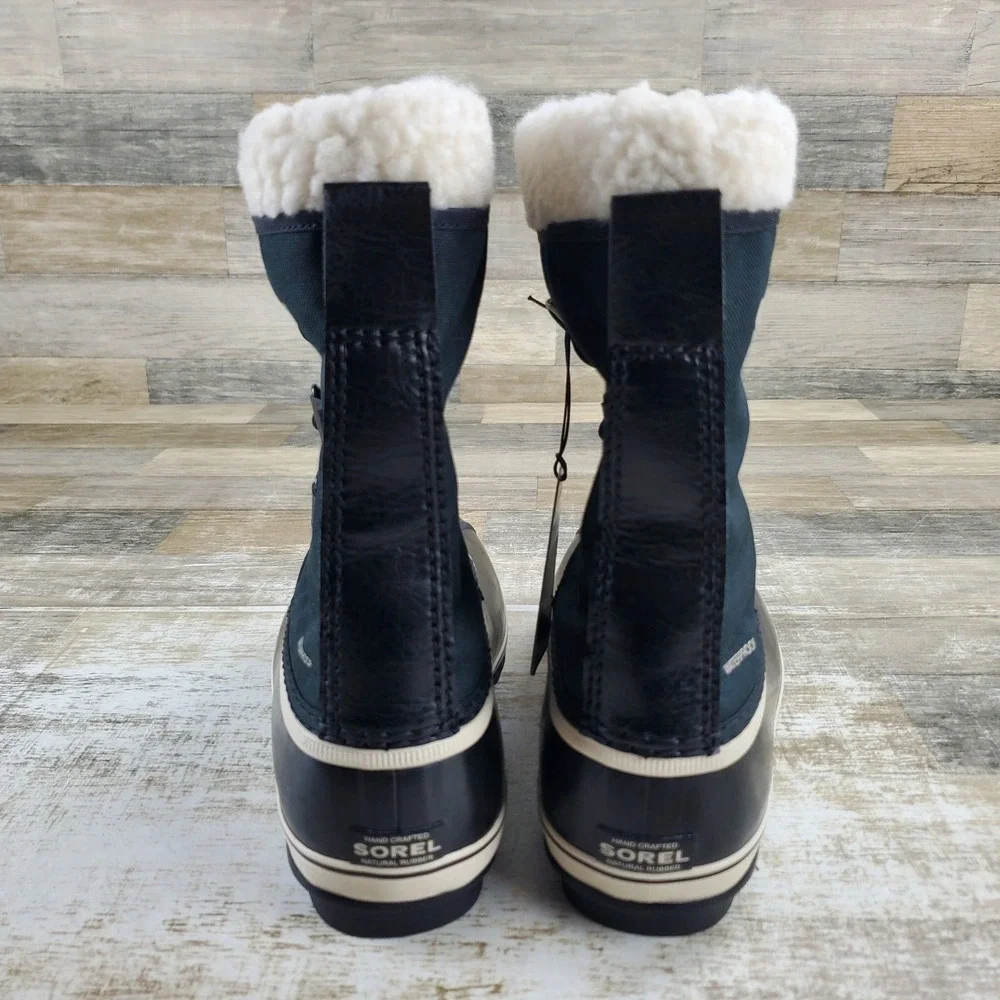 Sorel Yoot Pac Nylon Youth Winter Waterproof Boots Sz 6 Black Leather Shearling